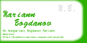 mariann bogdanov business card